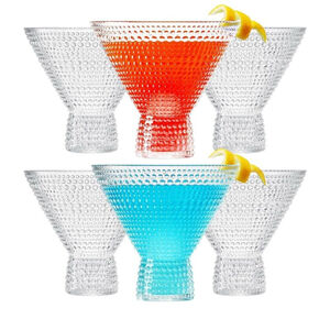 NEW 6 Classic Reusable Plastic Martini Drinking Glasses, Hobnail oz BPA-free, Ou